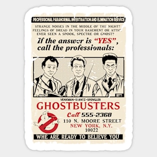 Professional paranormal investigation and elimination service Sticker